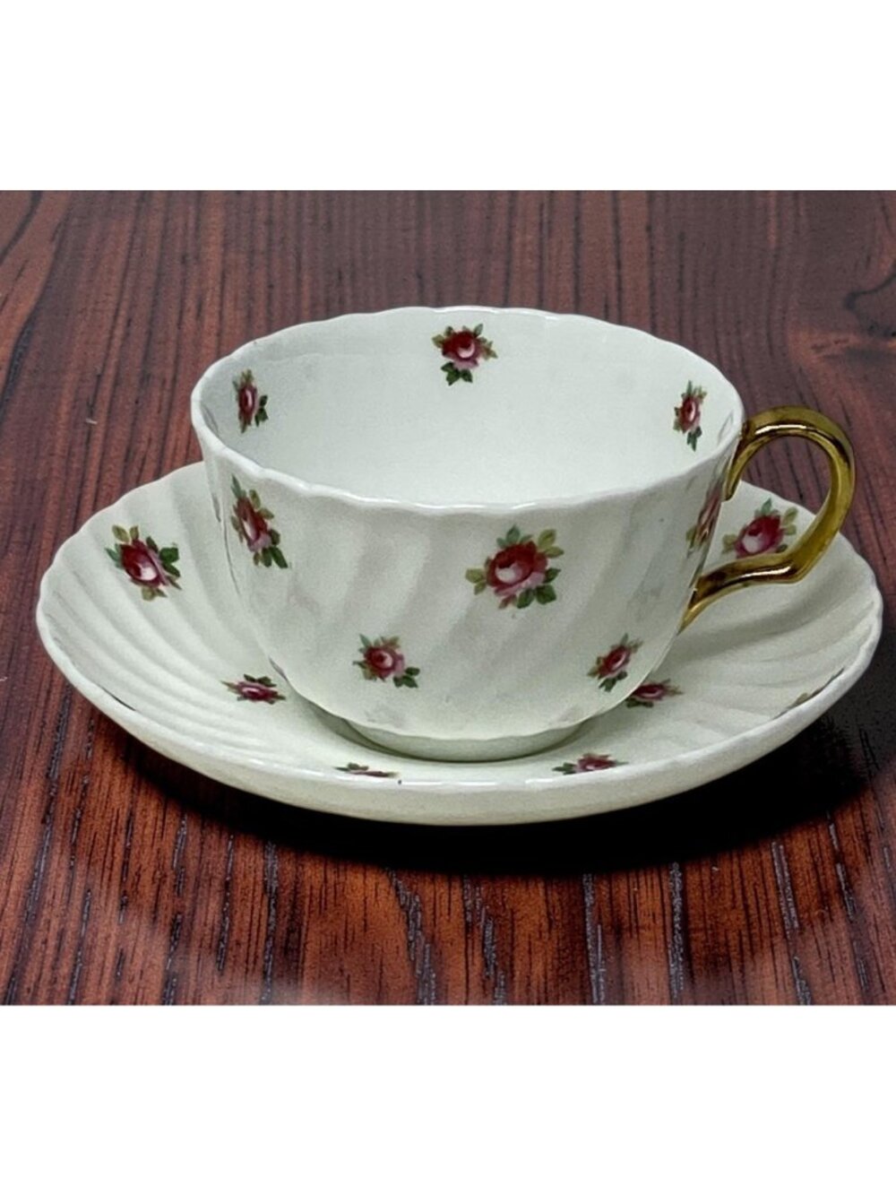 Vintage Adderley Fine China England Tea Cup Teacup & Saucer Pink Roses Gold Trim